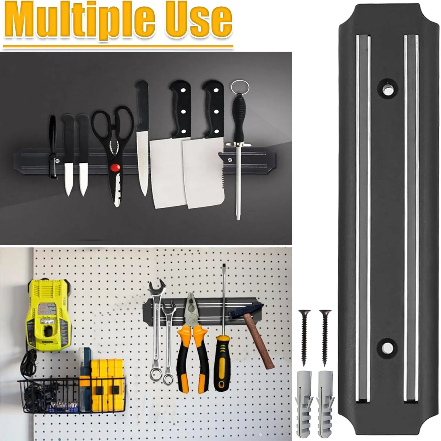 13 Inch Magnetic Knife Holder Strip – Wall Mounted Kitchen Utensil Storage Bar Rack with Screws & Fixings, Easy Access 33CM