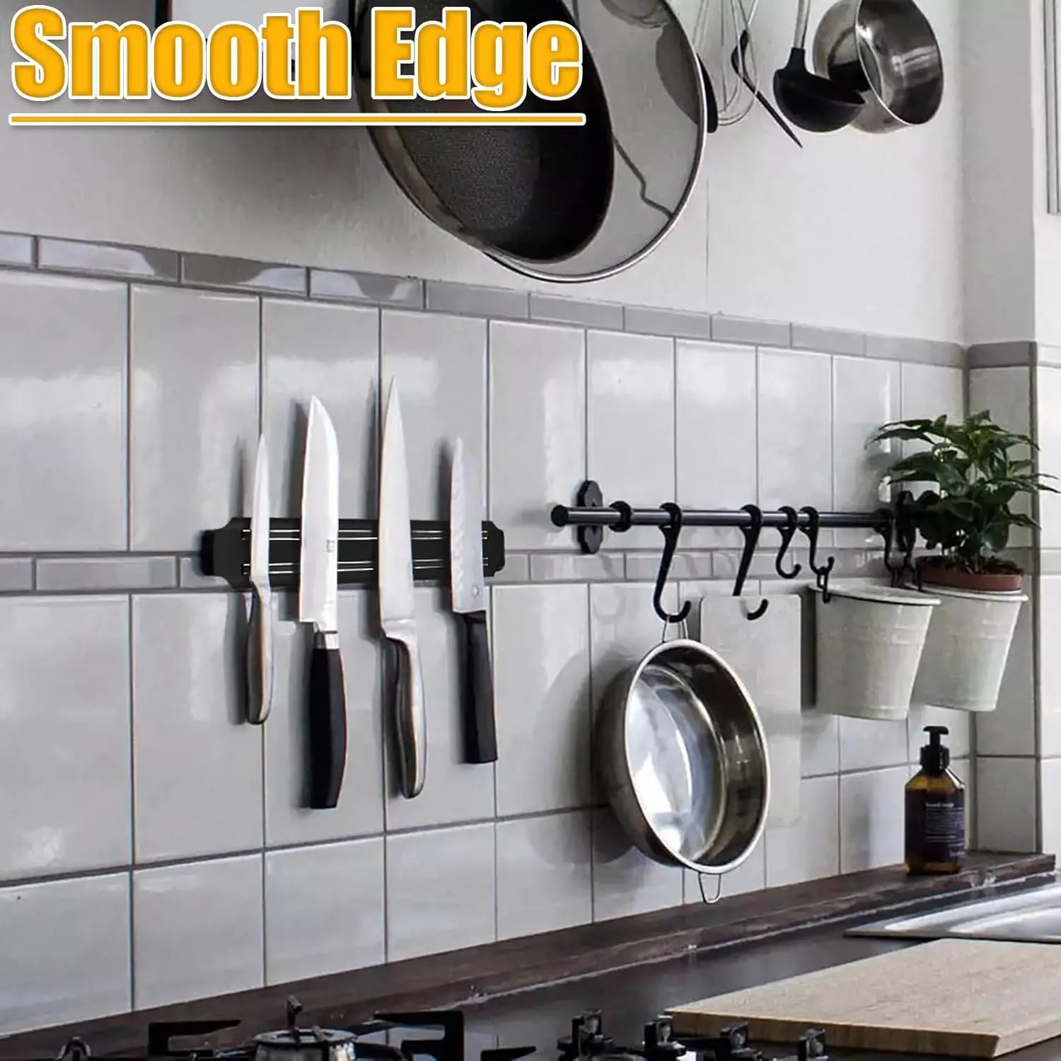 13 Inch Magnetic Knife Holder Strip – Wall Mounted Kitchen Utensil Storage Bar Rack with Screws & Fixings, Easy Access 33CM