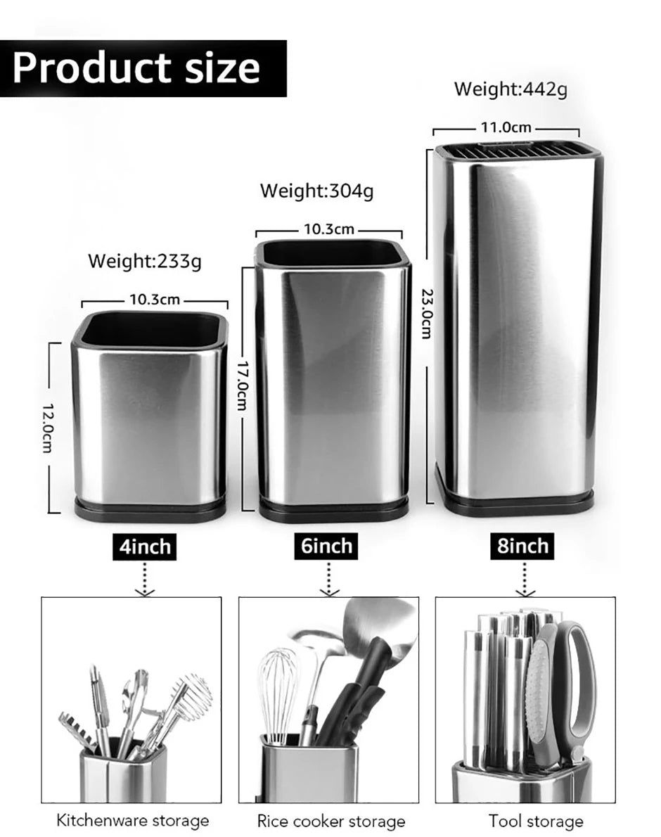 Stainless Steel Knife Holder Bucket Bracket Storage Rack Multi-functional Kitchen Storage Bucket Kitchen Accessories Chopstick