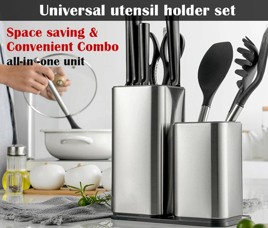 Stainless Steel Knife Holder Bucket Bracket Storage Rack Multi-functional Kitchen Storage Bucket Kitchen Accessories Chopstick