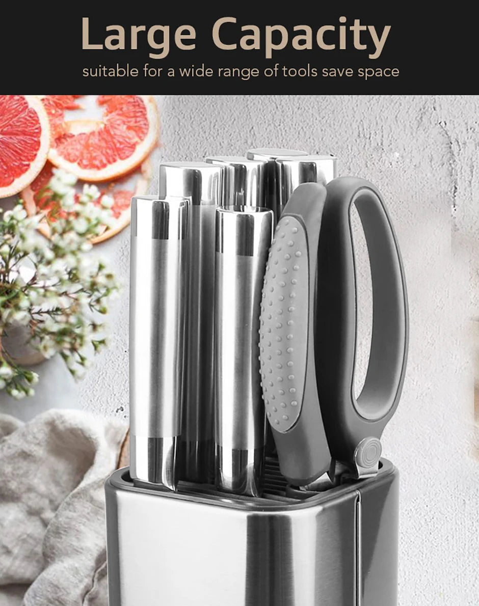 Stainless Steel Knife Holder Bucket Bracket Storage Rack Multi-functional Kitchen Storage Bucket Kitchen Accessories Chopstick