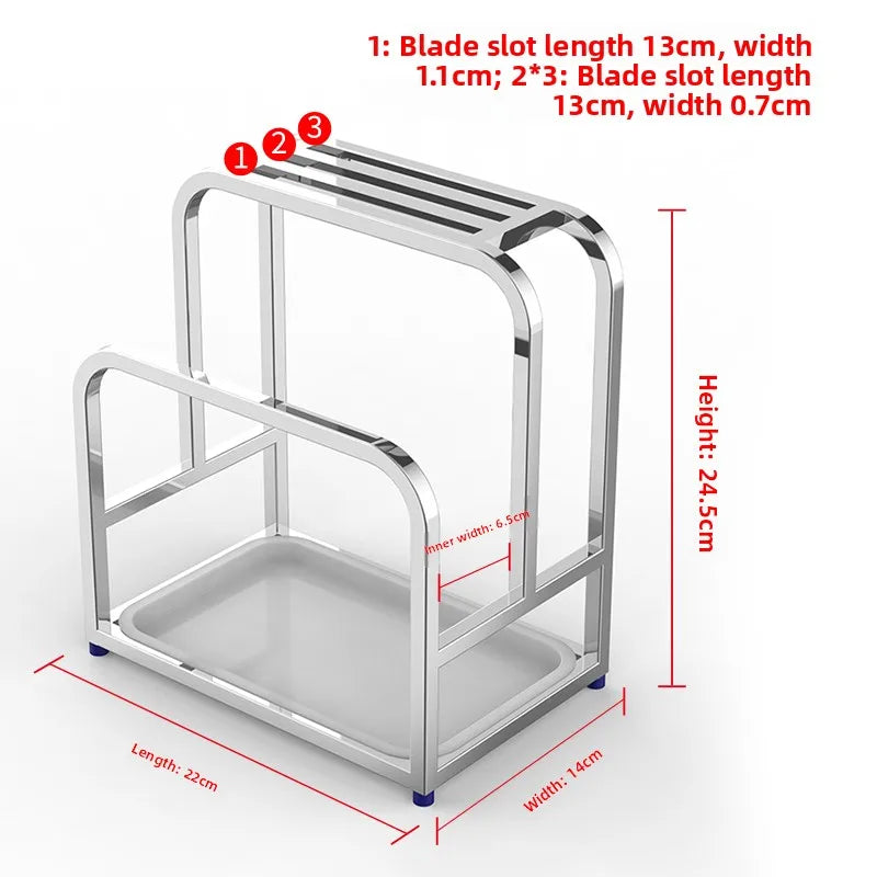 Stainl Steel 304 Knife Holder Cutting Board Stand Kitchen Storage Ra Utensil elf Anti-Mold Stainl Steel Kitchen Sto...
