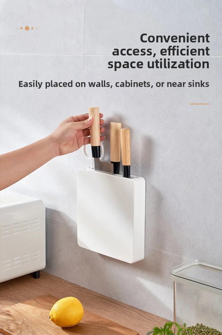 Invisible Wall-Mounted Kitchen Knife Storage Ra Dustproof Plastic Cabinet Door No-Drilling Required Small Knife Organizer