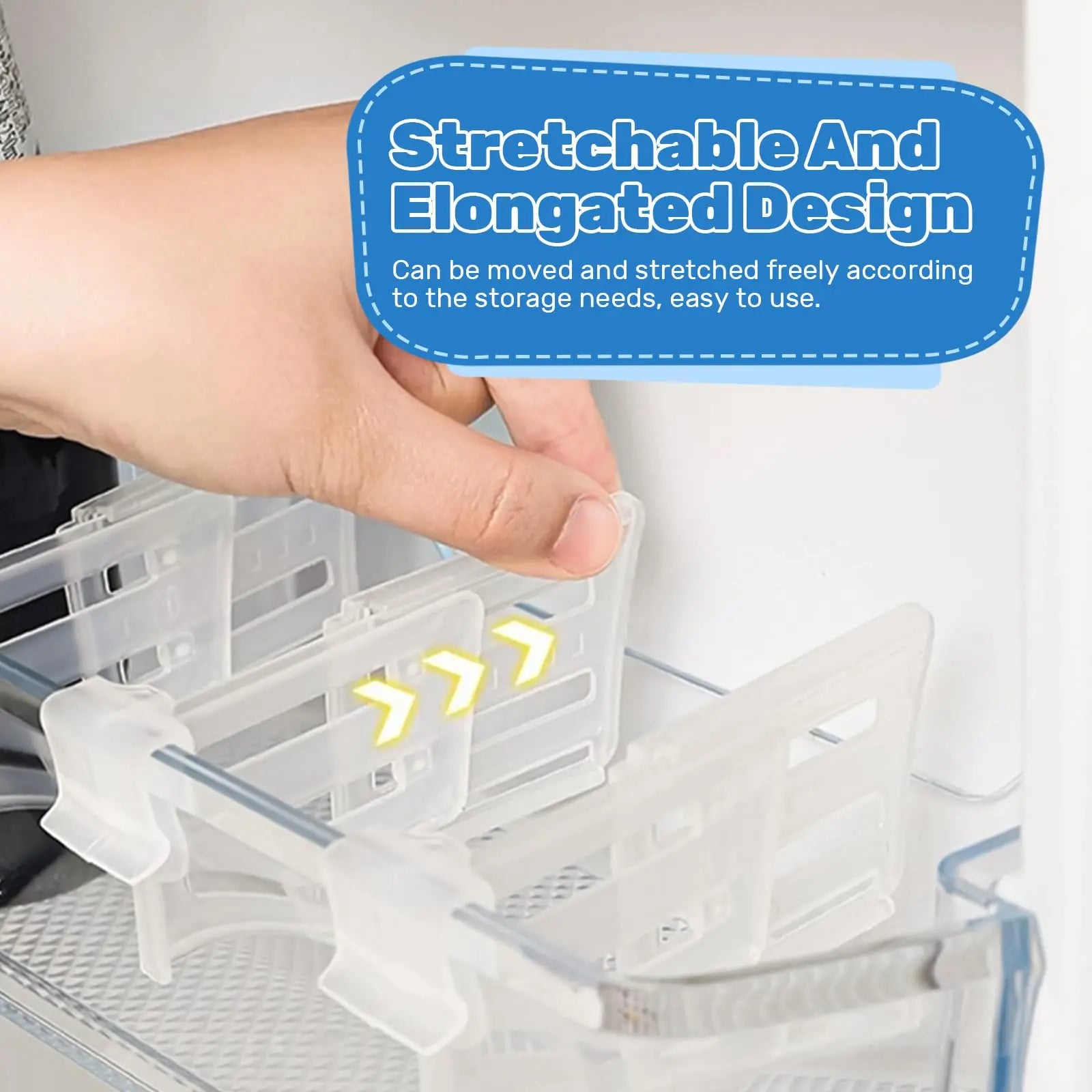 Refrigerator Dividers Clip,Adjustable Plastic Organizer Tools,Fridge Door Retractable Snap-on Space Separators Kitchen Storage
