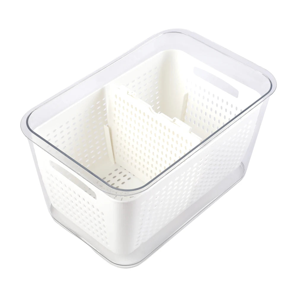 【Lifeideas】1.7L/4.5L Nested Fridge Storage Container with Removable Colander Refrigerator Fresh Vegetable Fruits Drain Basket