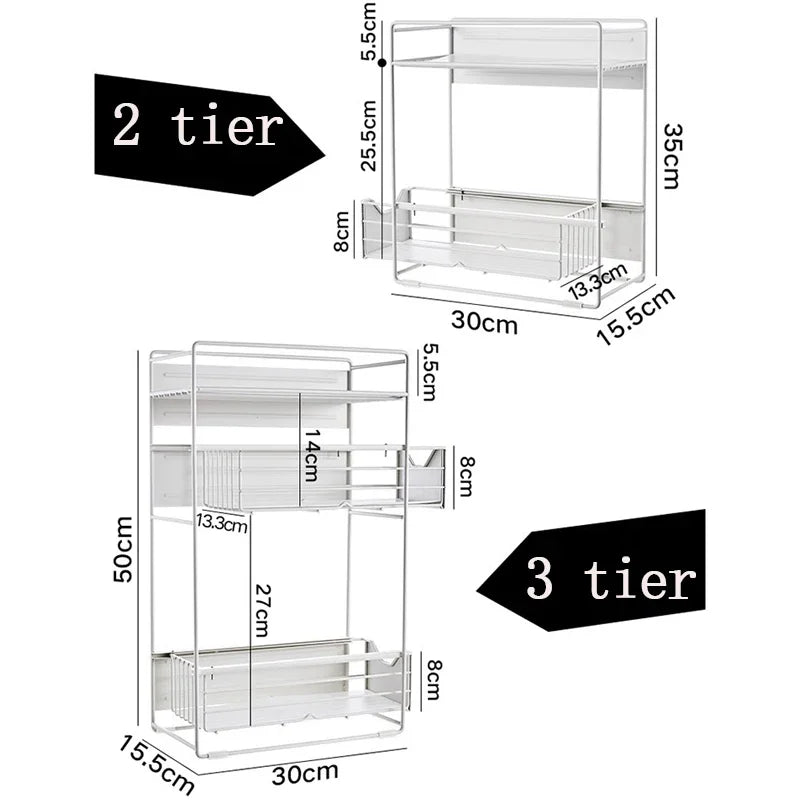 2/3 Tier Refrigerator Magnet Strorage Shelf Washing Machine Side Rack Kitchen Organizer Shelf for Refrigerator Washing Machine