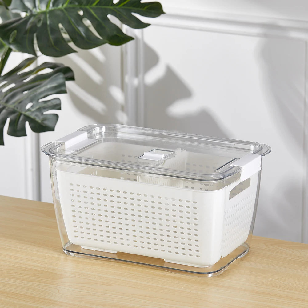 【Lifeideas】1.7L/4.5L Nested Fridge Storage Container with Removable Colander Refrigerator Fresh Vegetable Fruits Drain Basket