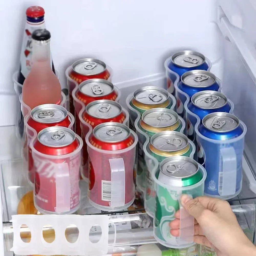 Portable soda can storage box, suitable for refrigerator rack beer can rack refrigerator storage slide rack transparent plastic