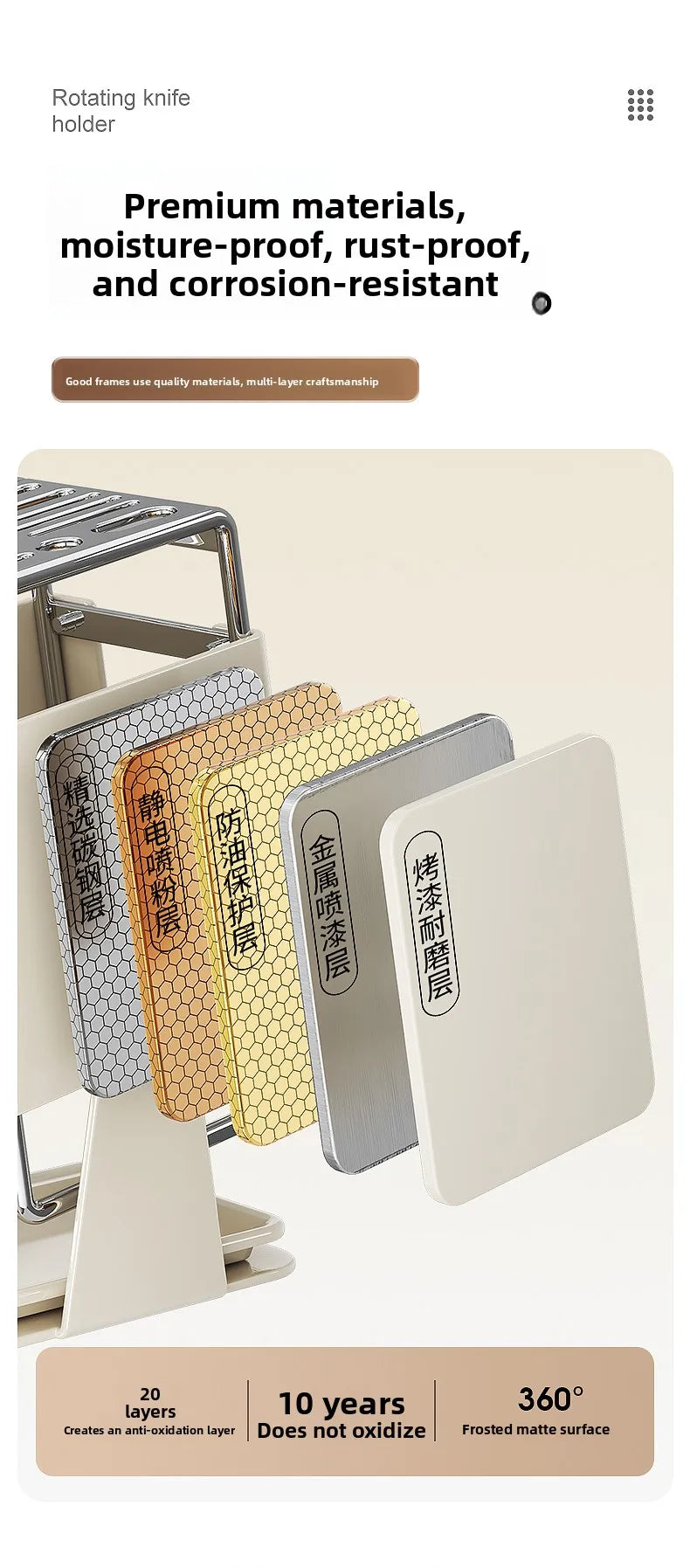 Stainl Steel Kitchen Knife Holder Rotating Blade Storage Ra High Aesthetic Multi-Function Kitchen Storage elf