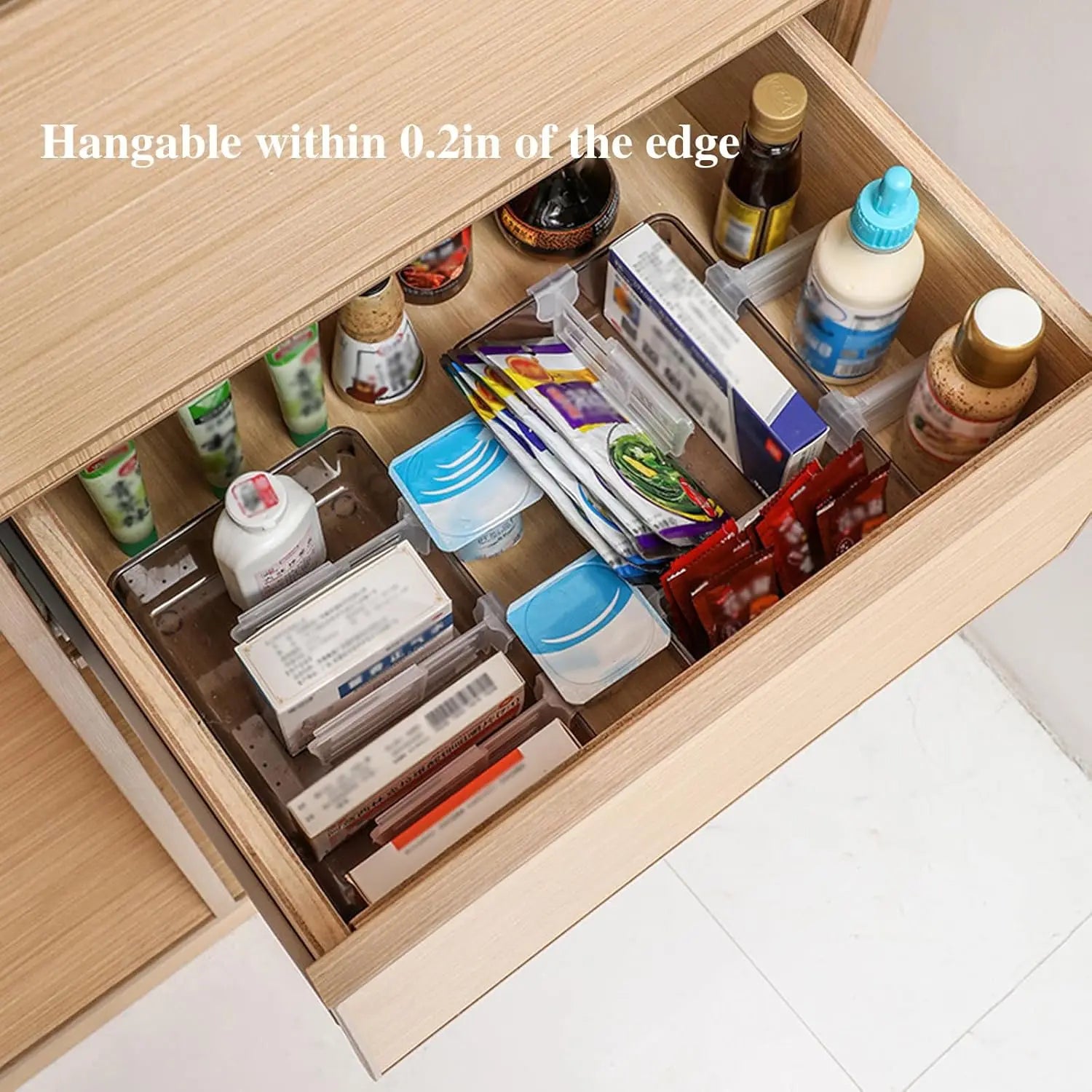 Refrigerator Door Organizer Dividers Clips, Retractable Fridge Space Allocator for Side Seam Organizing Cabinet Kitchen Storage