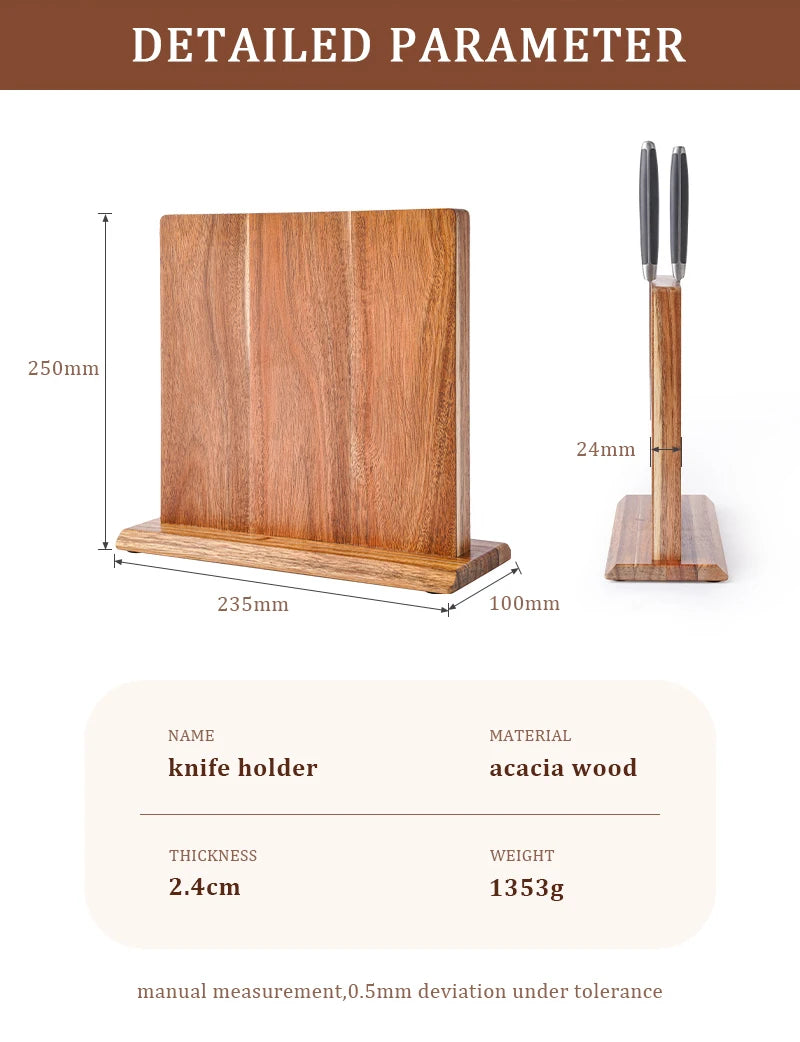 New Acacia Wood Home Kitchen Magnetic Knife Block Holder Rack Magnetic Stands with Strong Enhanced Magnets