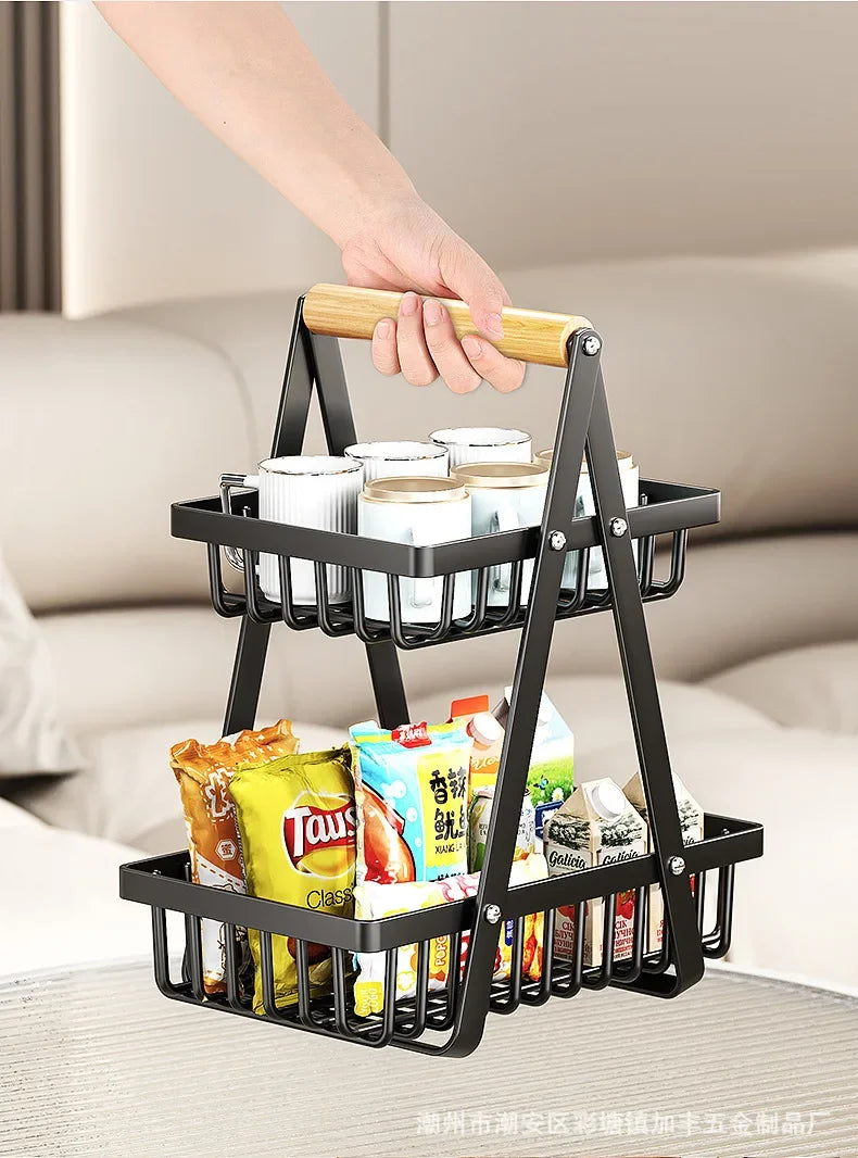 2/3 Tiers Countertop Fruit Basket,Portable Fruit Bowle Basket Kitchen Organizer Storage & Dining Room Fruits Vegetable Snacks