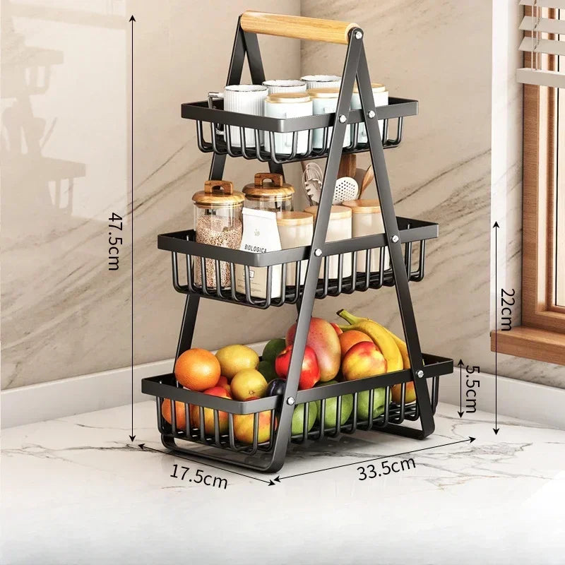 2/3 Tiers Countertop Fruit Basket,Portable Fruit Bowle Basket Kitchen Organizer Storage & Dining Room Fruits Vegetable Snacks
