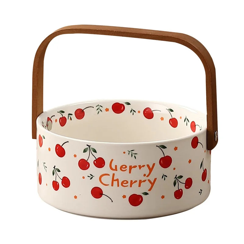 Ceramic Portable Fruit Basket Creative Outdoor Camping Snacks Fruit Cut Storage Basket Afternoon Tea Snack Placement Basket