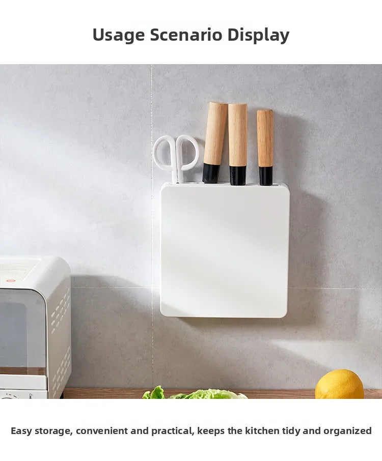 Invisible Wall-Mounted Kitchen Knife Storage Ra Dustproof Plastic Cabinet Door No-Drilling Required Small Knife Organizer
