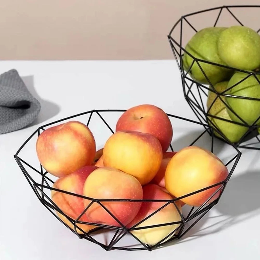 Metal Fruit Basket Simple Fruit Basin Multi-Size Iron Snack Bread Vegetable Storage Bowls Kitchen Eggs Dessert Holder Organizer