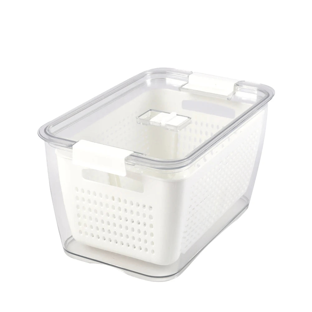 【Lifeideas】1.7L/4.5L Nested Fridge Storage Container with Removable Colander Refrigerator Fresh Vegetable Fruits Drain Basket