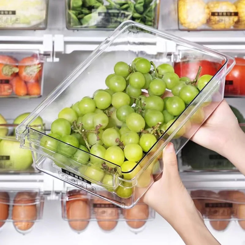 Kitchen Storage Box Fruit Vegetable Preservation Organizer Transparent Egg Container Under-shelf Refrigerator Drawer