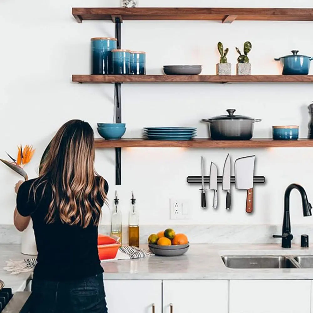 Multipurpose Magnetic Knife Rack Strip Household Kitchen Tools Space-Saving Wall Mounted Magnet Knives Holder With Rack