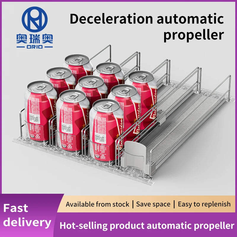 Automatic Beverage Pusher For Fridge Transparents Drinking Sliding Container Kitchen Storage Boxes Shelf Glide Organizer Rack