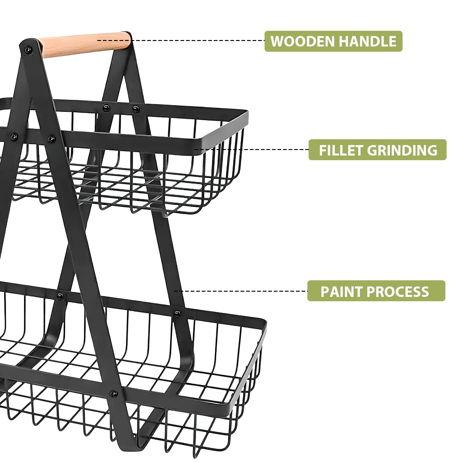 2/3 Tier Fruit Storage Basket Countertop for Kitchen Fruit Vegetable Basket Bowle with Handle Bread Snacks Stand