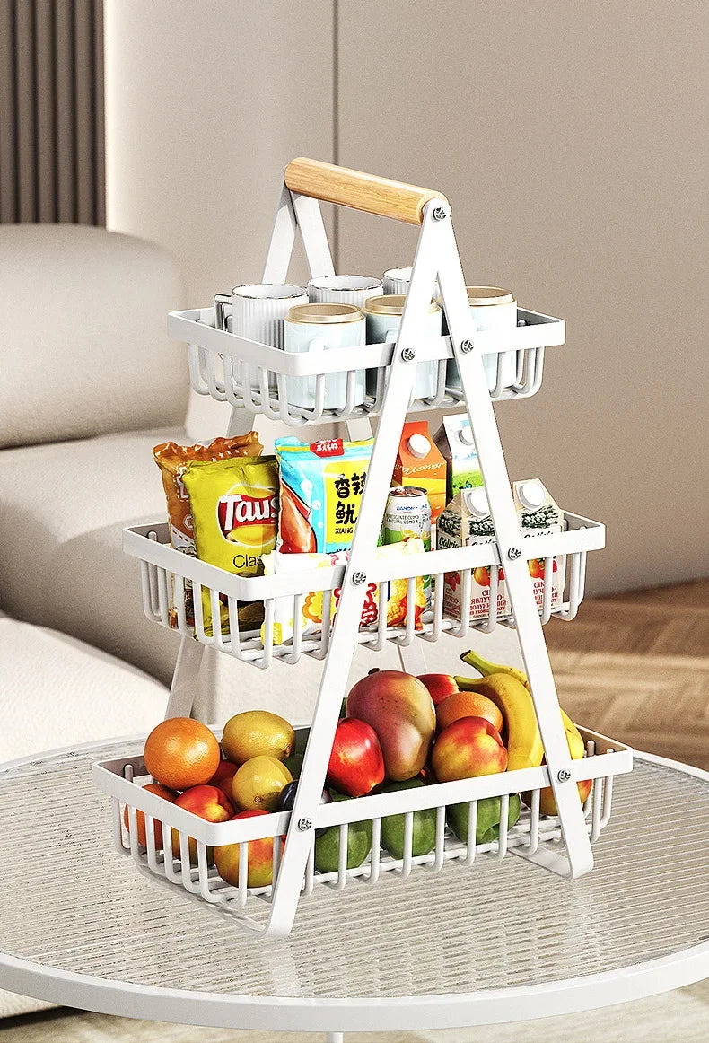 2/3 Tiers Countertop Fruit Basket,Portable Fruit Bowle Basket Kitchen Organizer Storage & Dining Room Fruits Vegetable Snacks