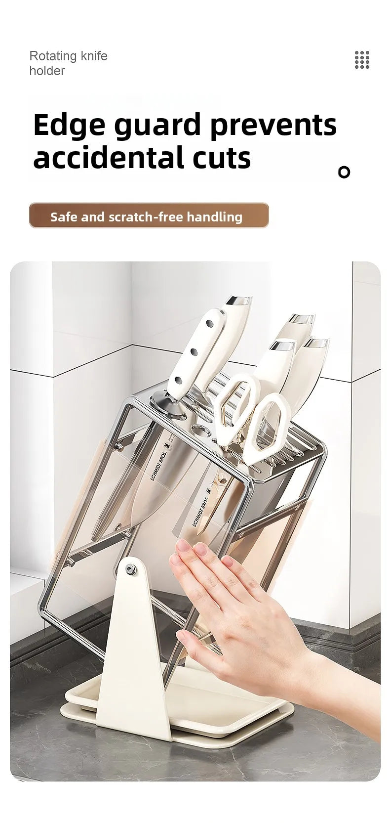 Stainl Steel Kitchen Knife Holder Rotating Blade Storage Ra High Aesthetic Multi-Function Kitchen Storage elf