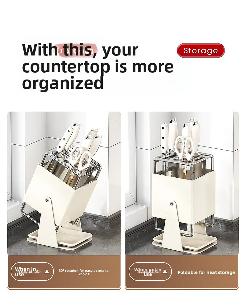 Stainl Steel Kitchen Knife Holder Rotating Blade Storage Ra High Aesthetic Multi-Function Kitchen Storage elf