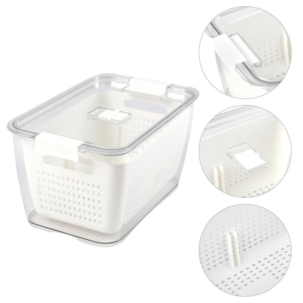 【Lifeideas】1.7L/4.5L Nested Fridge Storage Container with Removable Colander Refrigerator Fresh Vegetable Fruits Drain Basket