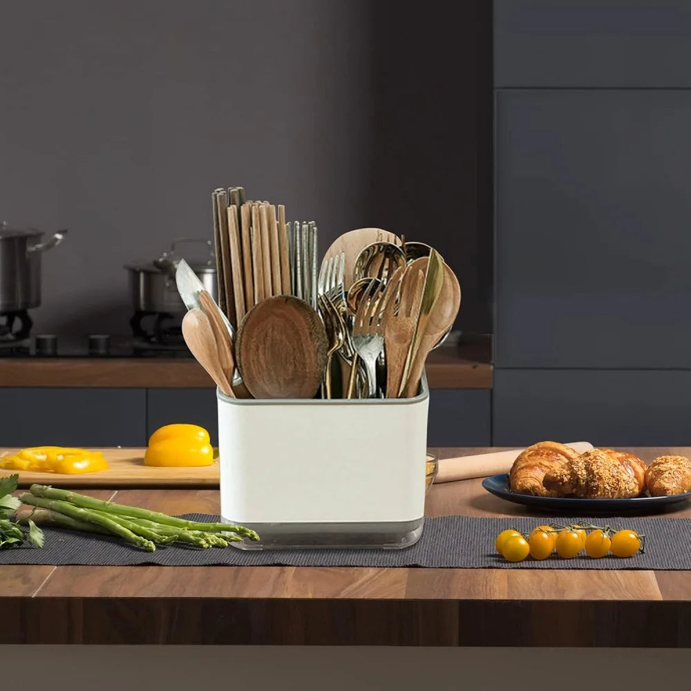 1pc Double-Layer Detachable Chopstick Holder and Cutlery Organizer - Kitchen Storage Shelf and Tableware Drain Rack