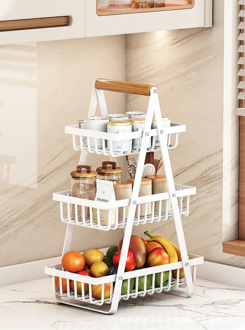 2/3 Tiers Countertop Fruit Basket,Portable Fruit Bowle Basket Kitchen Organizer Storage & Dining Room Fruits Vegetable Snacks