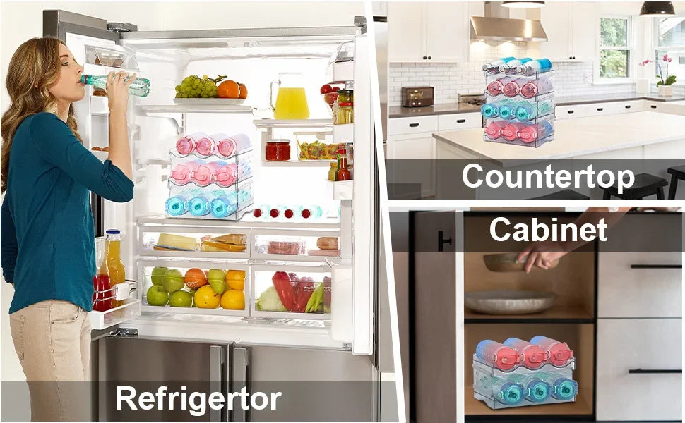 4 Tier Stackable Beverage Organizer Cabinet Wine Organizer Refrigerator Mug Organizer Multifunctional Folding Storage Rack