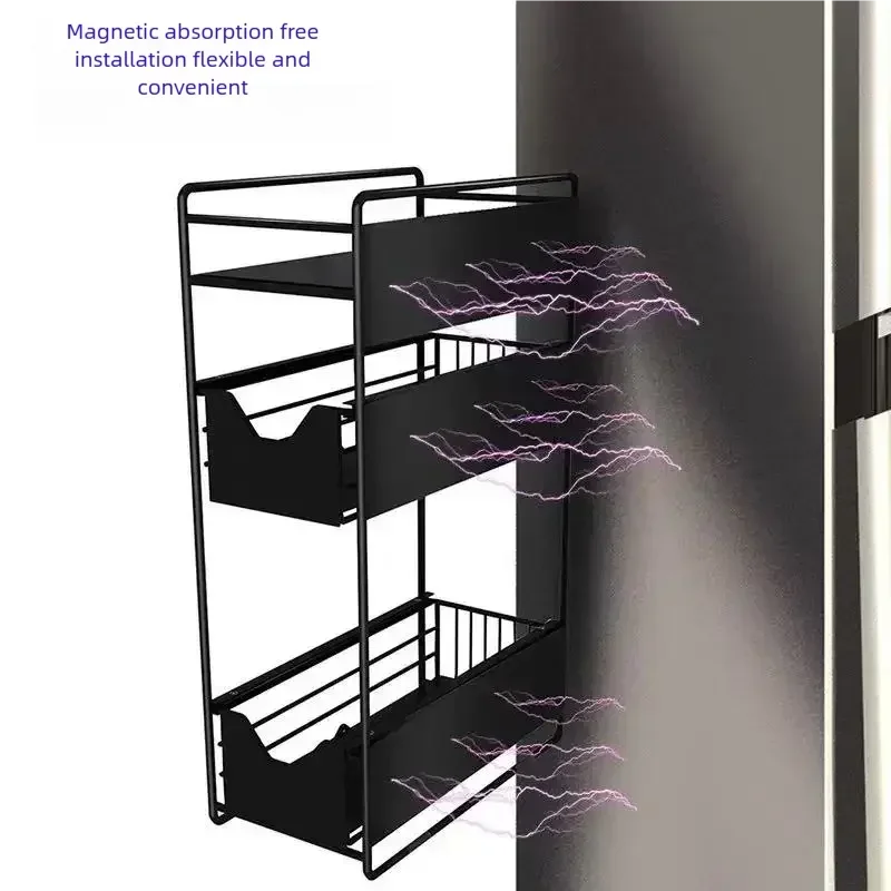 2/3 Tier Refrigerator Magnet Strorage Shelf Washing Machine Side Rack Kitchen Organizer Shelf for Refrigerator Washing Machine