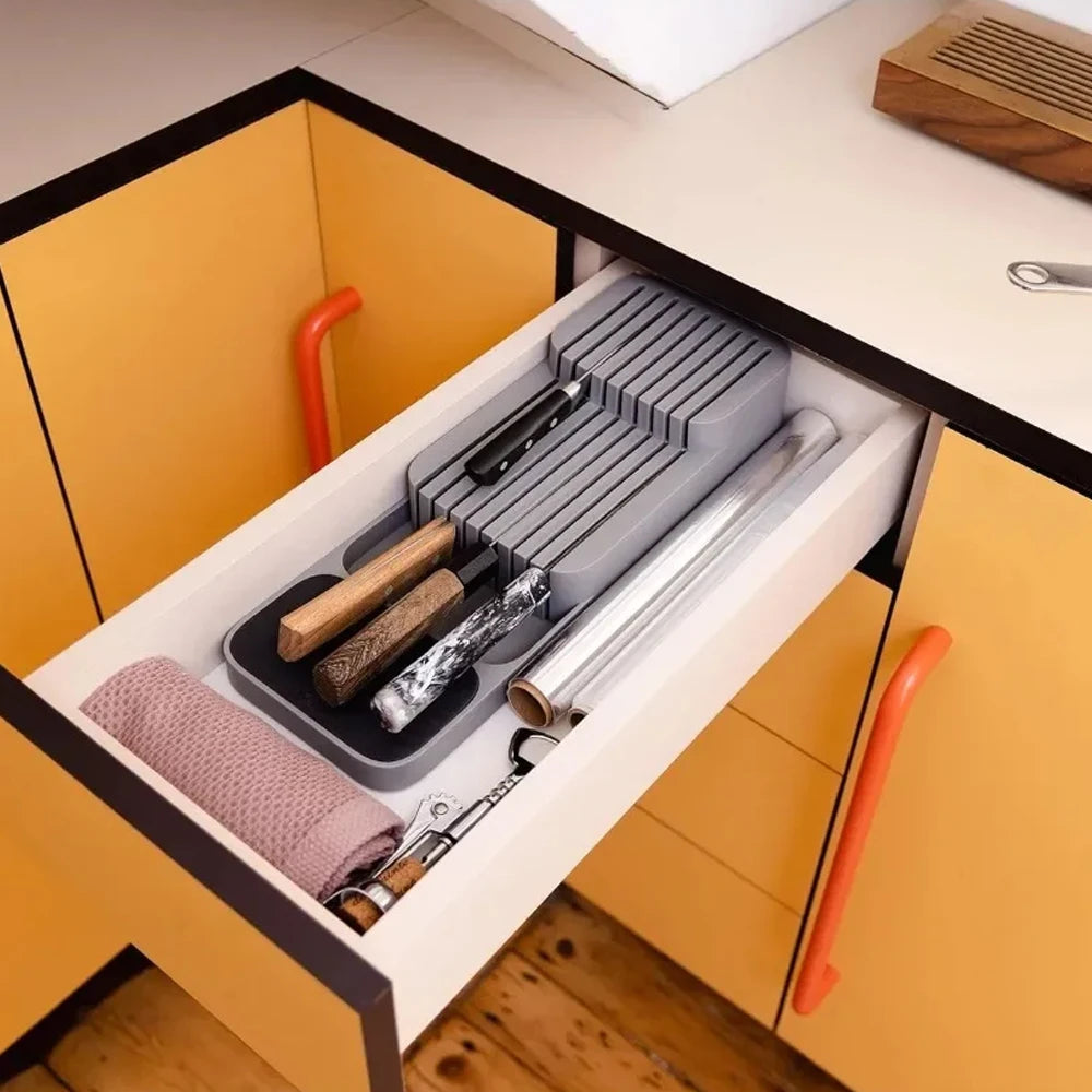 Knife Storage Box Knife Holder Storage Box Knife Stand Storage and Drawer Storage Box Kitchen Drawer Cutlery Storage Tray