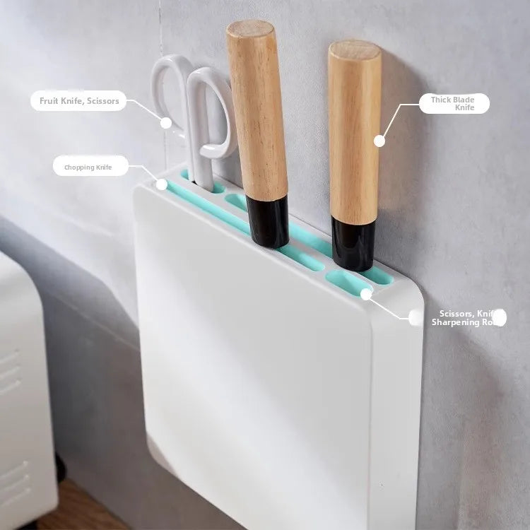 Invisible Wall-Mounted Kitchen Knife Storage Ra Dustproof Plastic Cabinet Door No-Drilling Required Small Knife Organizer