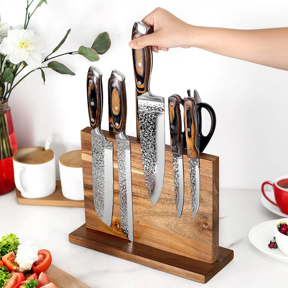 Magnetic Universal Knife Stand Knife Display Rack Knife Set Holder Stand with Strong Enhanced Magnets for Counter Top