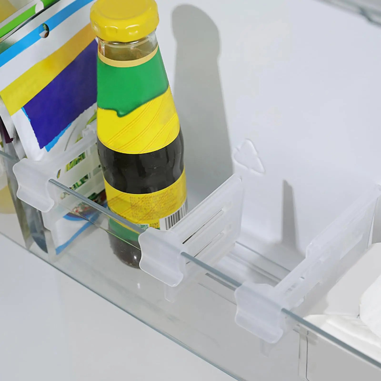Retractable Fridge Drawer Separators, Plastic Fridge Door Organizer, Adjustable Refrigerator Divider Clip for Kitchen  Storage
