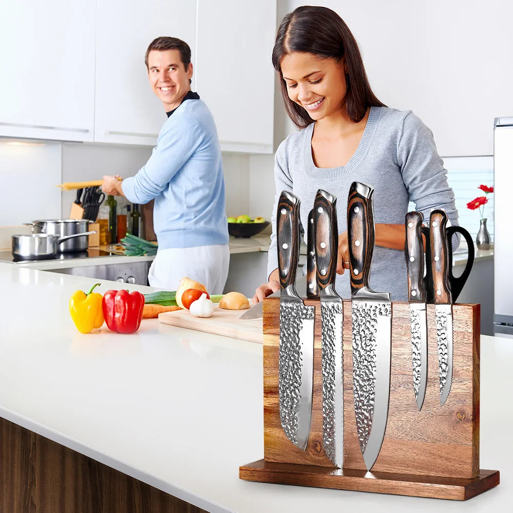 Magnetic Universal Knife Stand Knife Display Rack Knife Set Holder Stand with Strong Enhanced Magnets for Counter Top