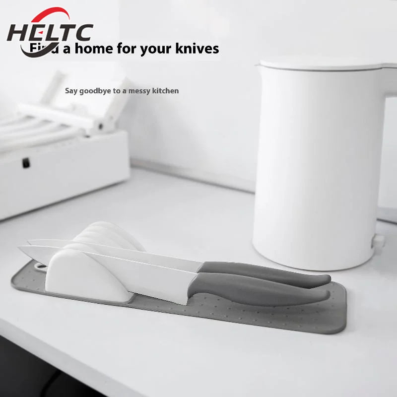 Premium Knifes Holder Organization Soft-Grip 5/11 Slots Large Knife Mat Non-Slip Kitchen Drawer Knifes Organization Home Tools