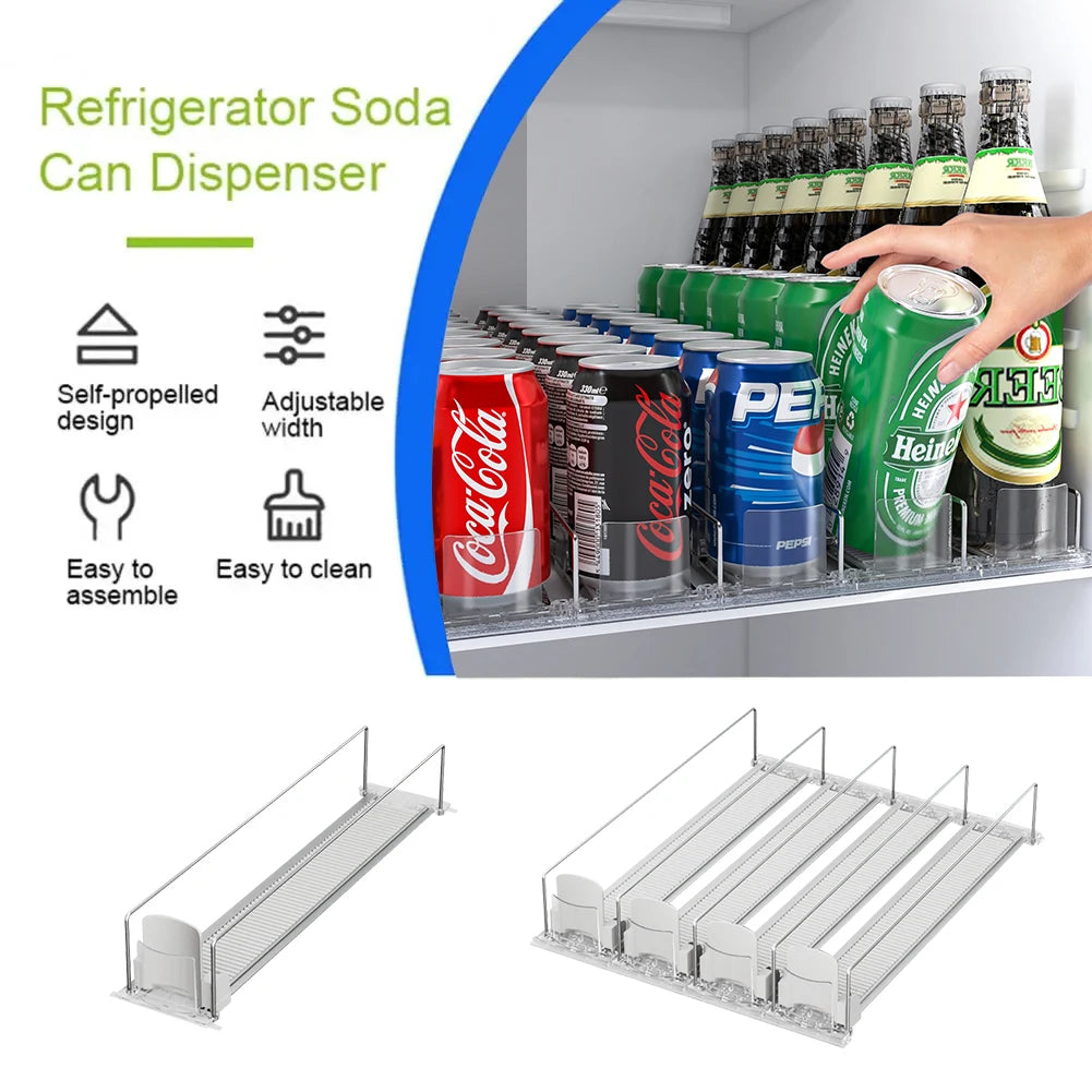 Drink Spring Pusher For Fridge Automatic Soda Can Dispenser Retail Transparent Slide Rail Beverage Storage Organizer Rack