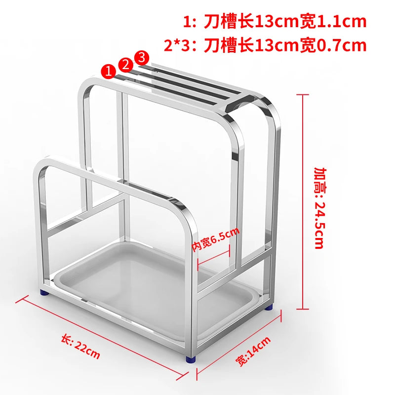 Stainl Steel 304 Knife Holder Cutting Board Stand Kitchen Storage Ra Utensil elf Anti-Mold Stainl Steel Kitchen Sto...
