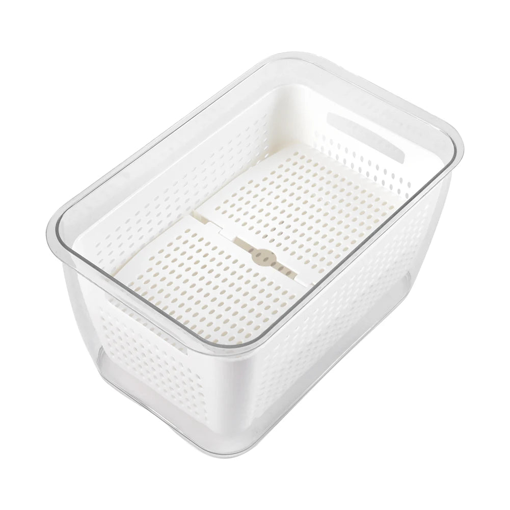 【Lifeideas】1.7L/4.5L Nested Fridge Storage Container with Removable Colander Refrigerator Fresh Vegetable Fruits Drain Basket