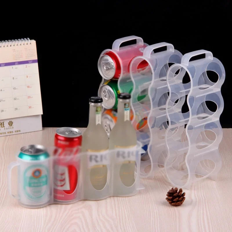 Portable soda can storage box, suitable for refrigerator rack beer can rack refrigerator storage slide rack transparent plastic