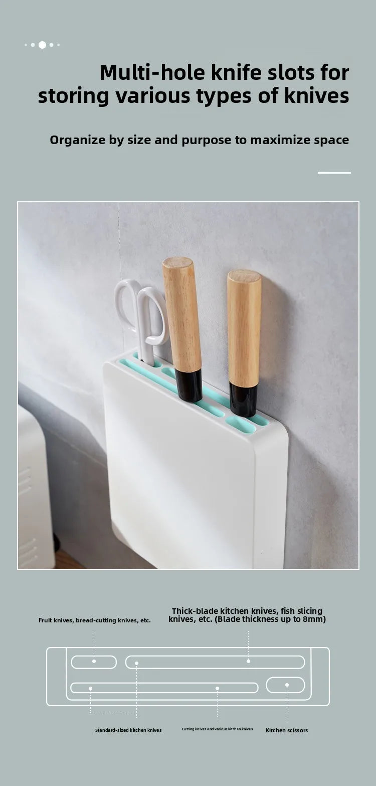 Invisible Wall-Mounted Kitchen Knife Storage Ra Dustproof Plastic Cabinet Door No-Drilling Required Small Knife Organizer