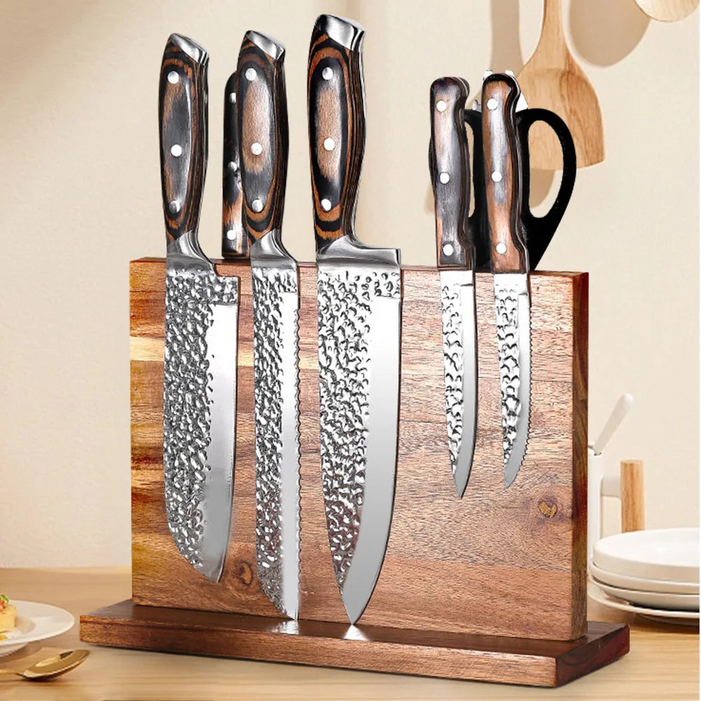 Magnetic Universal Knife Stand Knife Display Rack Knife Set Holder Stand with Strong Enhanced Magnets for Counter Top