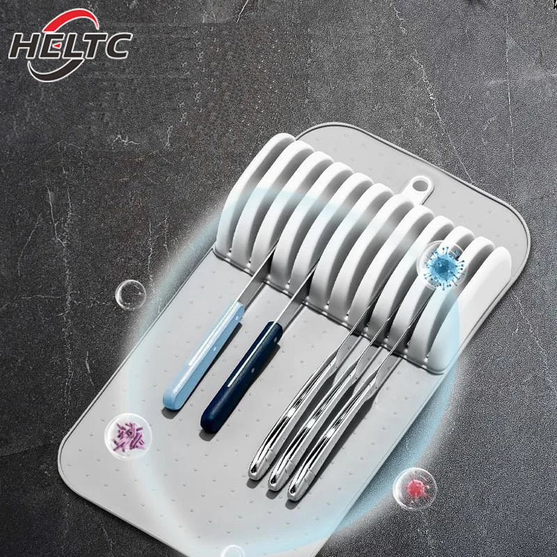 Premium Knifes Holder Organization Soft-Grip 5/11 Slots Large Knife Mat Non-Slip Kitchen Drawer Knifes Organization Home Tools