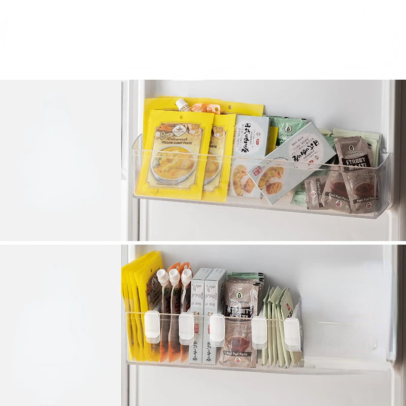 4pcs Refrigerator Storage Divider Side Door Storage Partition Expandable Baffle Dividers Kitchen Bottle Shelf Organizer