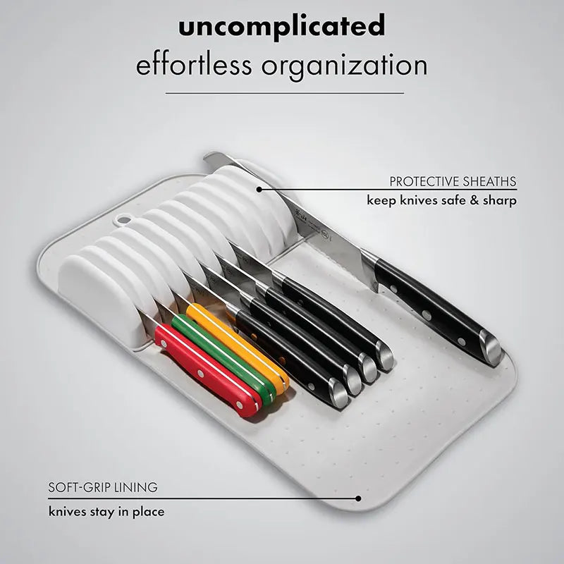 Large Knife Mat Non-Slip Drawer Knifes Organizer 5 Slots and 11 Slots Knives Holder Home Kitchen Organization