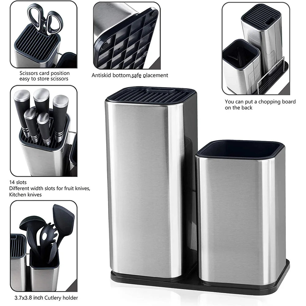 Stainless Steel Knife Holder Bucket Bracket Storage Rack Multi-functional Kitchen Storage Bucket Kitchen Accessories Chopstick