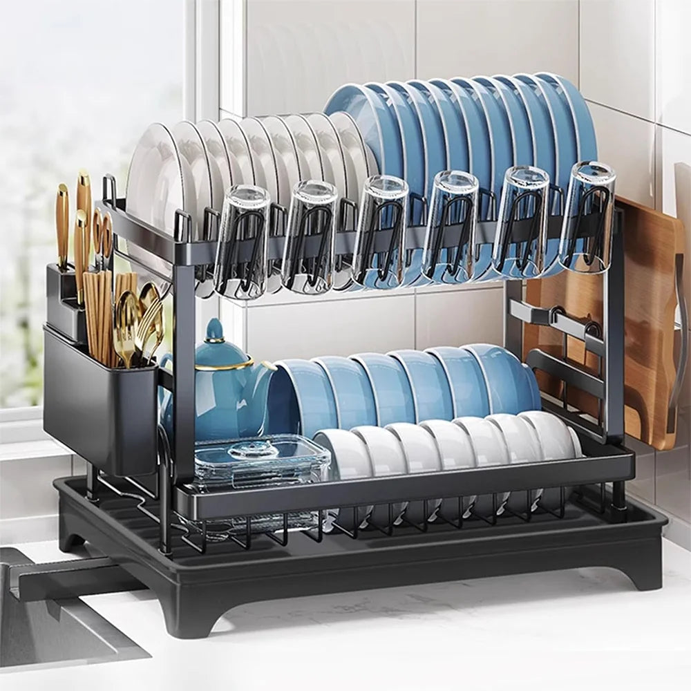 Drainer rack kitchen sink Kitchen Adjustable Plates Organizer Dish Bowl Drainer Storage Rack Cutlery Storage Holder